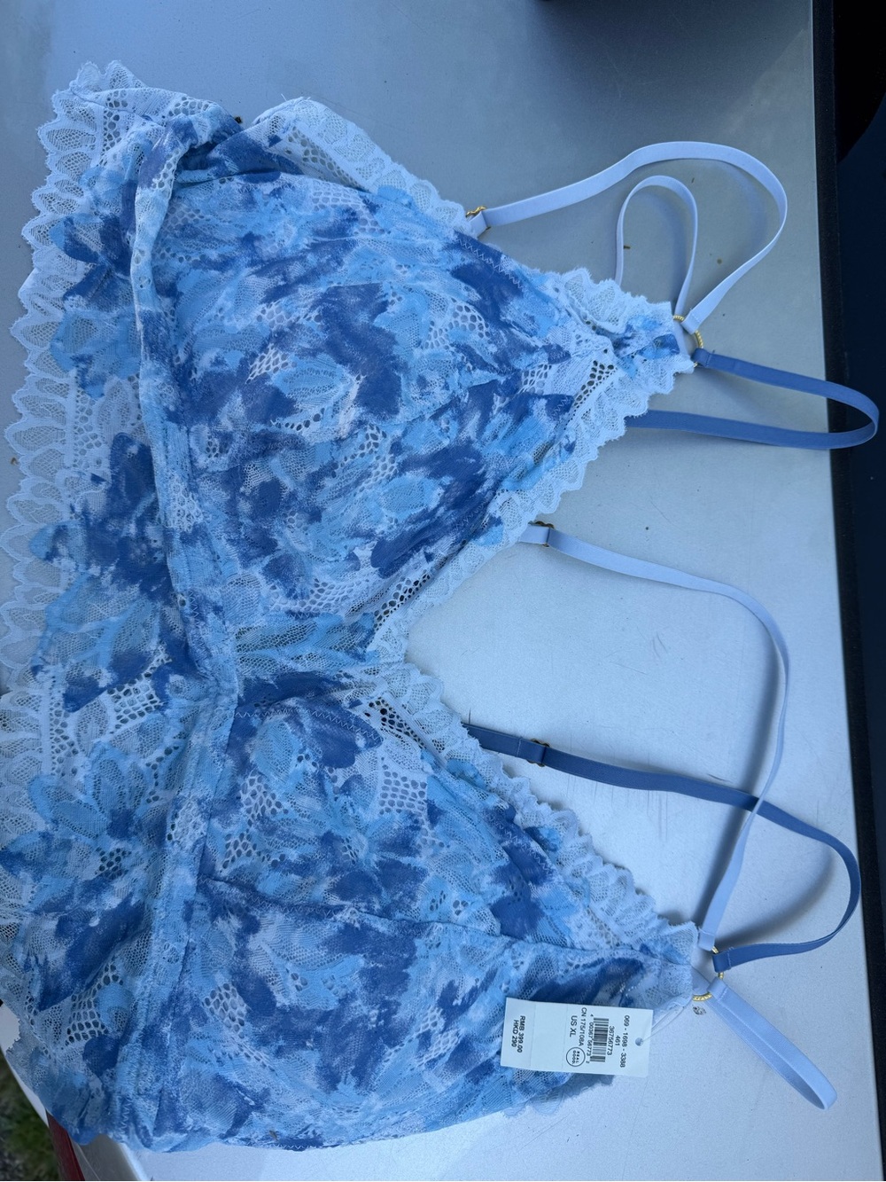 aerie Blue Tie-Dye Lace Bralette